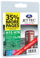 Jet Tec Replacement Black (Alternative to HP 15) Plus Replacement 78 Colour (Alternative to HP 78) Ink Cartridges Multi Pack (H15-78)