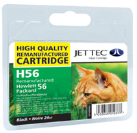 Jet Tec Replacement Black Ink Cartridge (Alternative to HP No 56, C6656A)