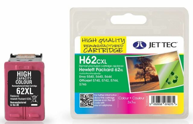 Jet Tec Tri Colour 62XL Ink Cartridge for HP C2P07AE Printer Cartridge
