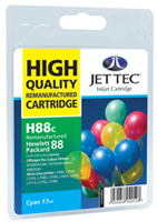 Jet Tec Replacement High Capacity Cyan Ink Cartridge (Alternative to HP No 88, C9391A)