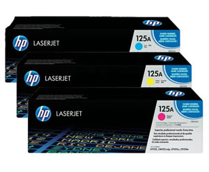 HP 125A Tri Pack (CMY) - Set of Cyan, Magenta and Yellow Toners (HP 125A Tri Pack)