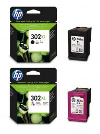 HP 302XL Black & Colour Ink Cartridge Bundle Pack