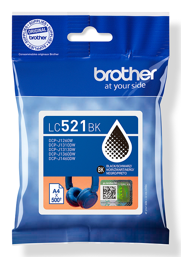 Brother Black Ink Cartridge, LC-521BK