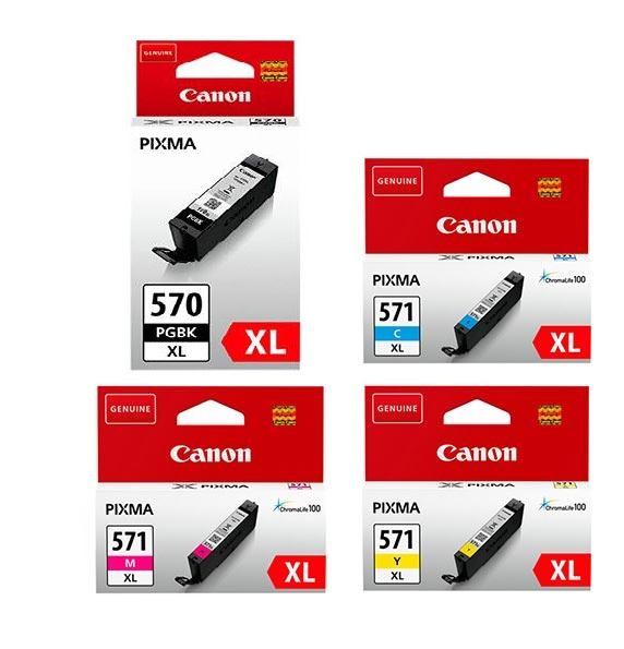 PGI-570XL CLI-571XL - 4 Ink Cartridges Pack (Black Cyan Magenta Yellow) (PGI-570XLBK CLI-571XLCMY Multipack)