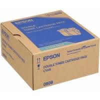Epson C13S050608 Twin Pack Cyan Toner Cartridges, 2 x 7.5K Page Yield (S050608)