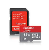 SanDisk 32GB microSDHC Card + SD Adapter - Class 10