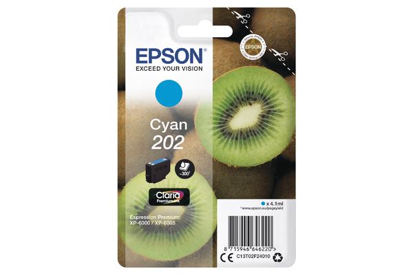 Epson 202 Cyan Ink Cartridge - T02F2 Kiwi Inkjet Printer Cartridge (T02F240)