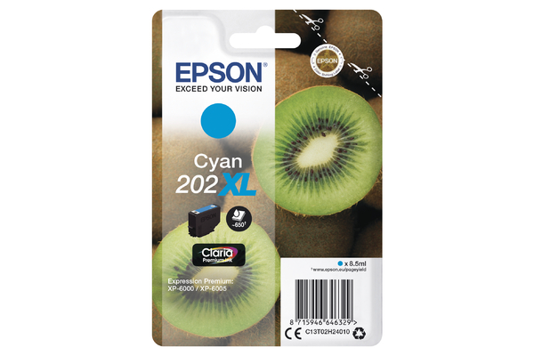 Epson 202XL High Capacity Cyan Ink Cartridge - T02H2 Kiwi Inkjet Printer Cartridge (T02H240)