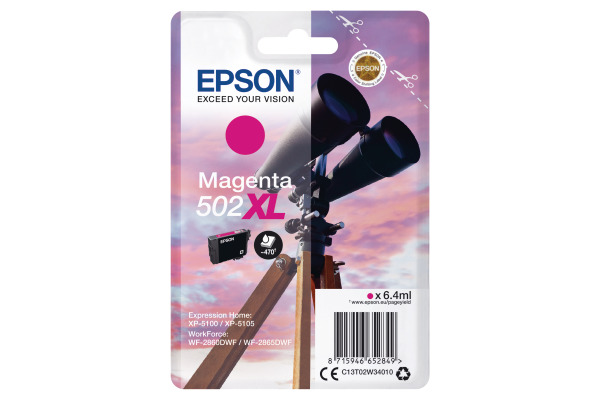 Epson 502XL High Capacity Magneta Ink Cartridge - T02W3 Binoculars Inkjet Printer Cartridge (T02W340)