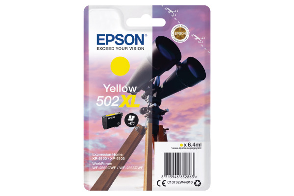 Epson 502XL High Capacity Yellow Ink Cartridge - T02W4 Binoculars Inkjet Printer Cartridge (T02W440)