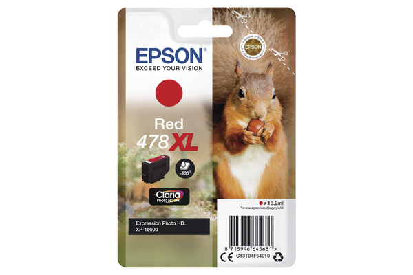 Epson 478XL High Capacity Red Ink Cartridge - T04F5 Squirrel Inkjet Printer Cartridge (T04F540)