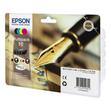 Genuine Epson 16 Ink 4 Colour Multipack T1626 Cartridge (T1626)