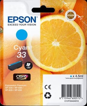Epson 33 Ink Cyan C13T334240 Cartridge (T3342)