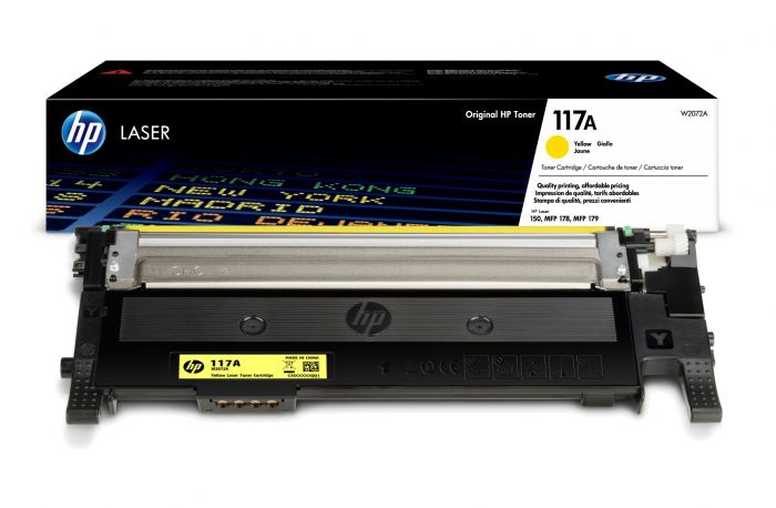 HP 117A Yellow Toner Cartridge - W2072A, 700 Page Yield (W2072A)
