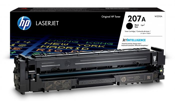 HP 207A Black Toner Cartridge, 1.350 Page Yield (W2210A)