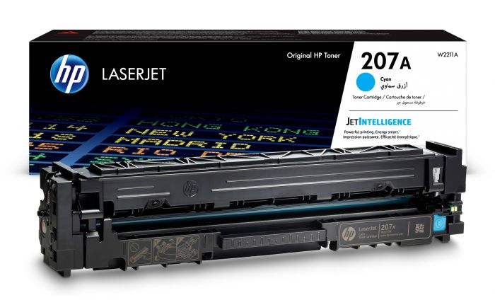 HP 207A Cyan Toner Cartridge, 1.250 Page Yield (W2211A)