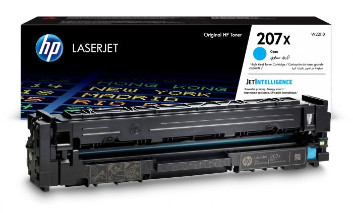 HP 207X High Capacity Cyan Toner Cartridge, 2.450 Page Yield (W2211X)