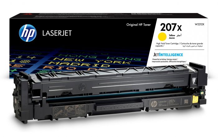 HP 207X High Capacity Yellow Toner Cartridge, 2.450 Page Yield (W2212X)