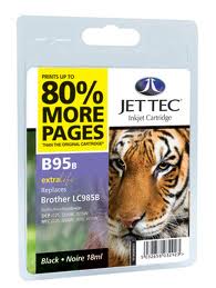 Jettec Black Ink Cartridge for LC985BK, 18ml (B95B)