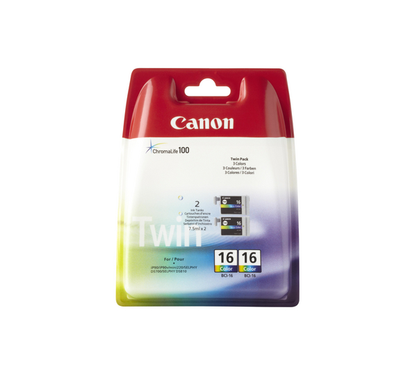 Canon BCI-16 Twin Pack Colour Ink Cartridges (Cyan, Magenta, Yellow) (BCI-16)