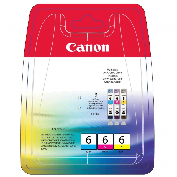 Canon BCI-6 C/M/Y 3-Colour Ink Cartridges BCI-6CMY (BCI-6CMY)