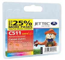 Jettec Replacement Colour Ink Cartridge for Canon CL-511, 11.5ml (C511)