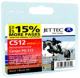 Jettec Replacement Black Ink Cartridge for Canon PG-512, 18ml (C512)