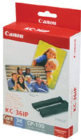 Canon KC 36IP Color Ink Cartridges plus 36 Sheets Credit Card Size Photo Paper (KC-36IP)