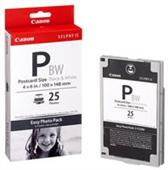 Canon E-P25 Black and White Ink Cartridge plus 25 Sheets 4" x 6" Post Card Size Photo Paper (E-P25BW)