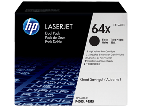 HP 64X Twin Pack High Capacity Black Toner Cartridges - CC364XD