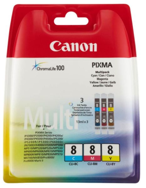 Canon Mutlipack CLI-8 C/M/Y Ink Cartridges