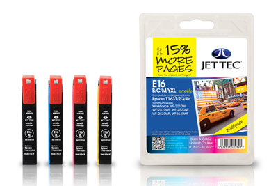 Jet Tec Jettec 16XL Quad Pack High Capacity BK C M Y Ink Cartridges for Epson T1636 - 57ml