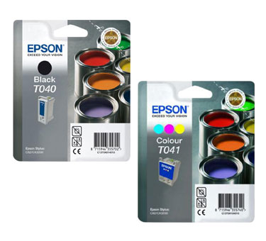 Epson C62 T040 Black and T041 Colour Ink Cartridges (C62 Bundle)