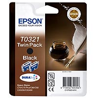 Epson T0321 DuraBrite Twin Pack Black Ink Cartridges (T032142)