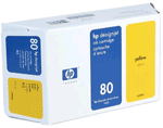 HP 80 Yellow DesignJet Ink Cartridge C4873A - Damaged or NO Packaging (C4873A)
