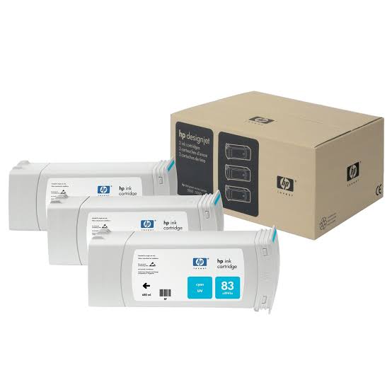 HP 83 Cyan DesignJet 3 Pack UV Ink Cartridges C5073A
