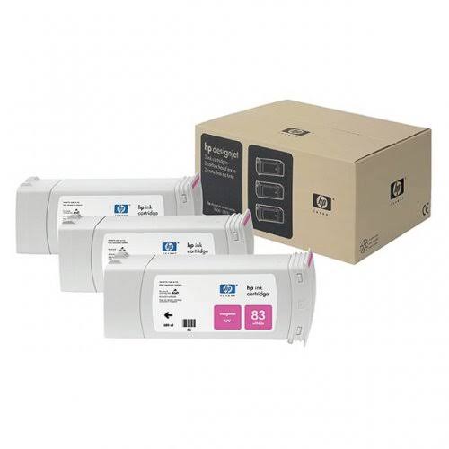 HP 83 Magenta DesignJet 3 Pack UV Ink Cartridges C5074A
