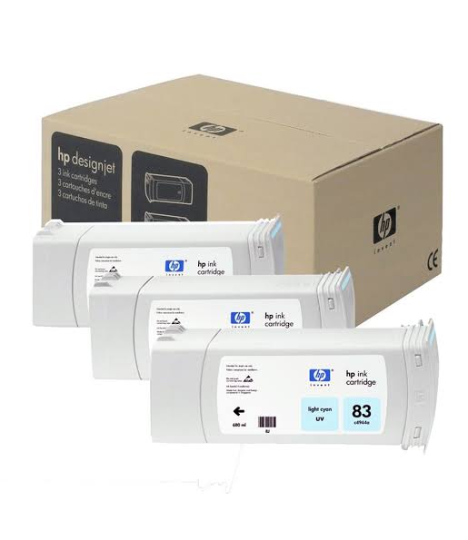 HP 83 Light Cyan DesignJet 3 Pack UV Ink Cartridges C5076A
 (C5076A)