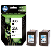 HP 338 Standard Capacity Twin Pack Vivera Black Ink Cartridges - CB331E (CB331EE)