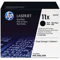 HP 11X Twin Pack High Capacity Balck Laser Toner Cartridges - Q6511XD