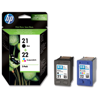 HP No. 21 Black and No. 22 Colour Ink Cartridges