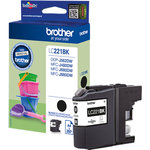 Brother LC221BK Black Ink Cartridge - LC-221BK Inkjet Printer Cartridge (LC221)