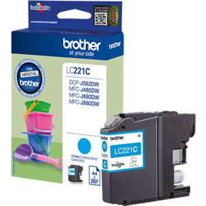 Brother LC221C Cyan Ink Cartridge - LC-221C Inkjet Printer Cartridge
