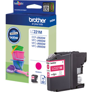 Brother LC221M Magneta Ink Cartridge - LC-221M Inkjet Printer Cartridge