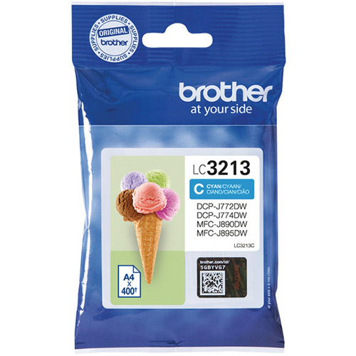 Brother LC3213C High Capacity Cyan Ink Cartridge - LC-3213C Inkjet Printer Cartridge (LC3213C)