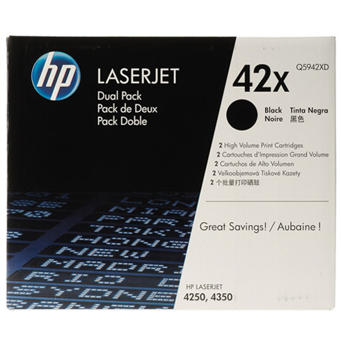 HP 42X High Capacity Dual Pack 5942XD Laser Toner Cartridge (Q5942XD)