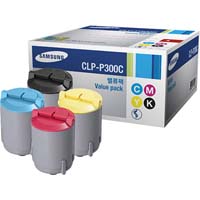 Samsung CLP P300C Quad Pack, Bk/C/M/Y Toner Cartridges (CLP-P300C)