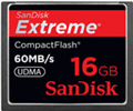 SanDisk 16GB Extreme Compact Flash Memory Card, 60MB/s