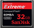SanDisk 32GB Extreme Compact Flash Memory Card, 60MB/s