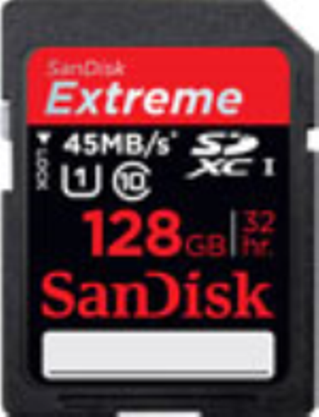 SanDisk 128GB SDXC Extreme HD Video Memory Card - 45MB/s